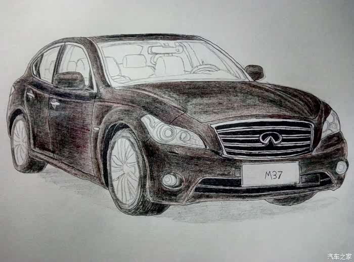 名车手绘画里的v6情怀一英菲尼迪q70l的前身m37