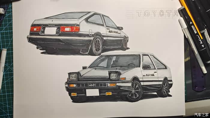 手绘丰田ae86—追不上的夏树,回不去的青春