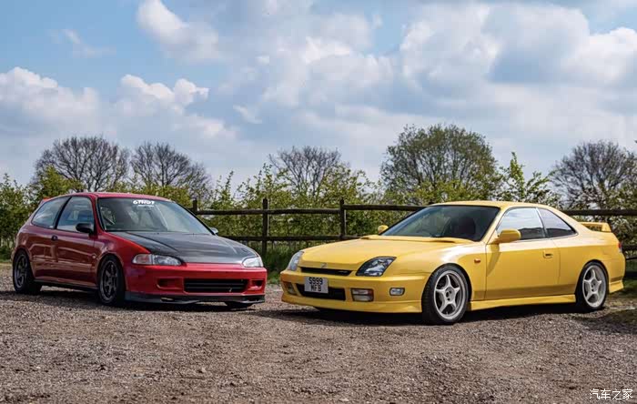 hondapreludesspec黄黄的本田披露跑车