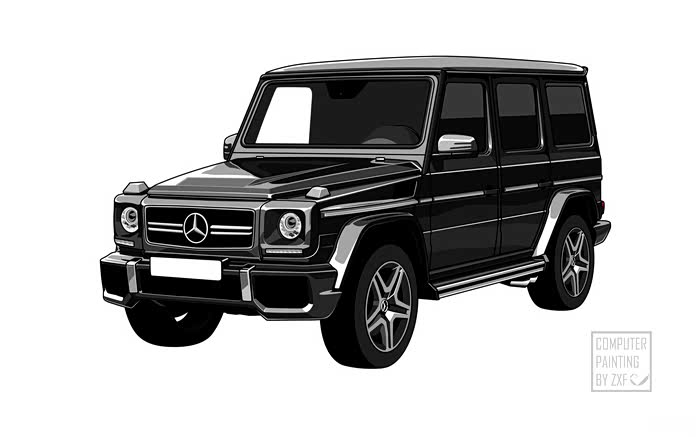 插画汽车老夫的少女心画一个大g吧