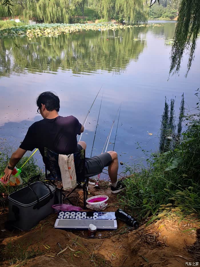 九月秋色染时光半日垂钓湖岸边