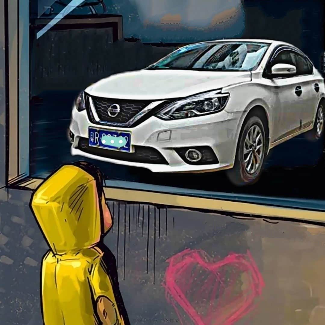 制作橱窗外看车的小男孩任何车型车牌