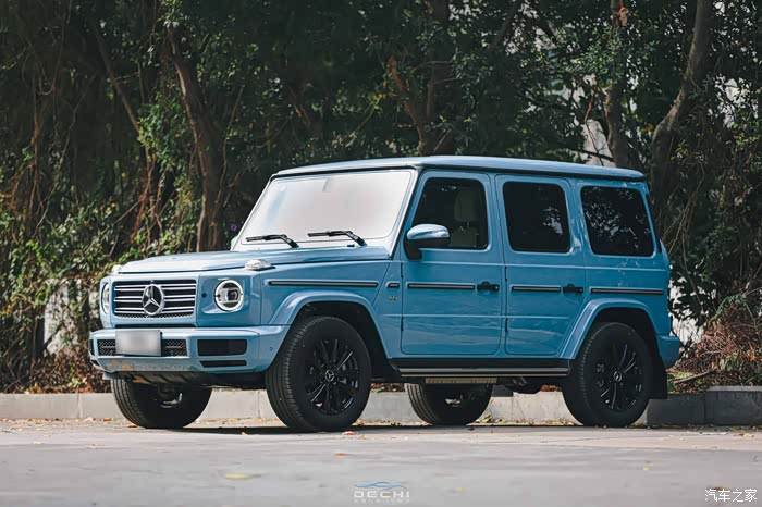 奔驰g500瓷器蓝装贴进口车衣外景实拍