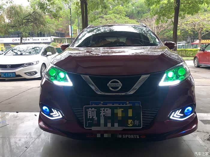 广州番禺日产骐达车灯改装米石led双光透镜星动版激光大灯