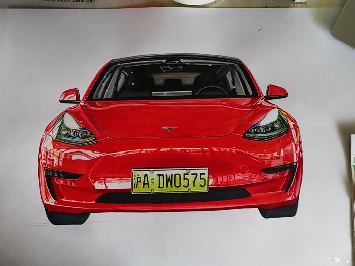 手绘特斯拉毛豆三