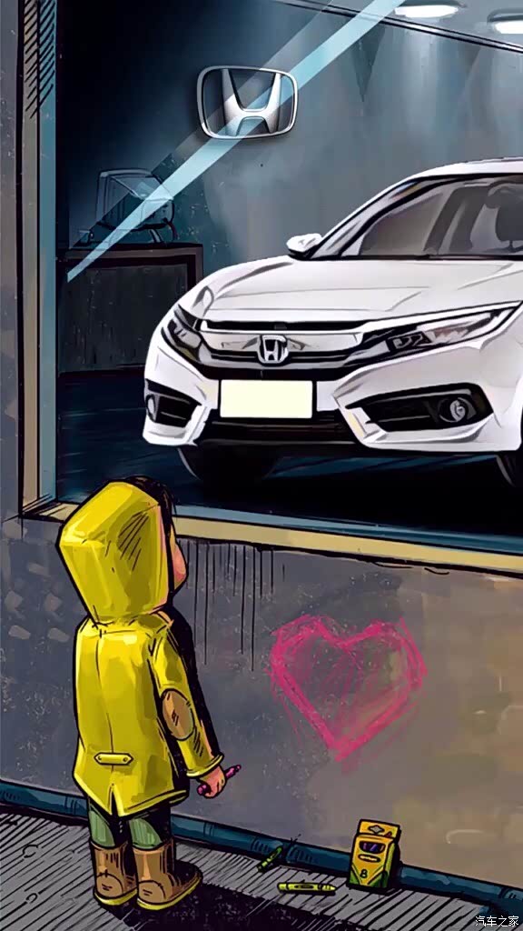 求小孩橱窗看车十代思域图片