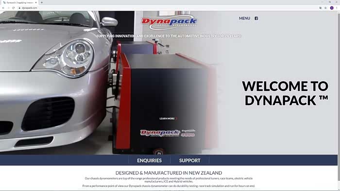 此为新西兰dynopack马力机生产商官网主页,我们能看到它一款轴马力机