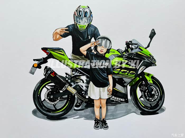 手绘机车川崎系列kawasakininja400车型
