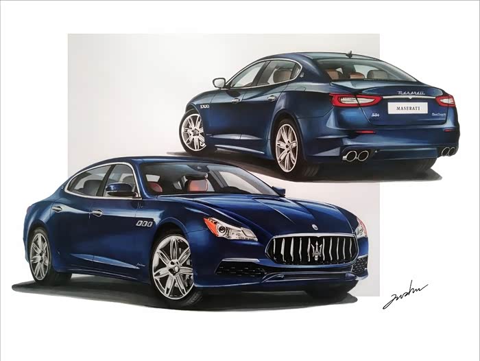 【图】【吉手绘】玛莎拉蒂-ghibli_汽车插画论坛_汽车之家论坛