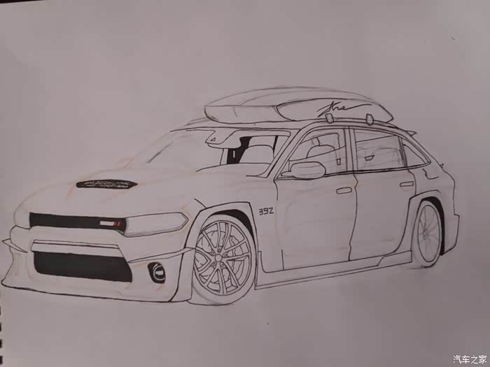 花young玩汽绘道奇charger