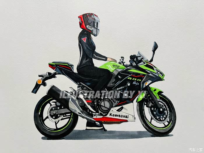 手绘机车川崎系列kawasakininja400车型