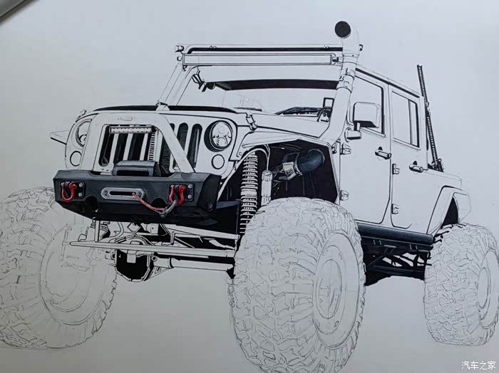 【图】马克笔手绘-大脚怪-jeep 牧马人_汽车插画论坛_汽车之家论坛