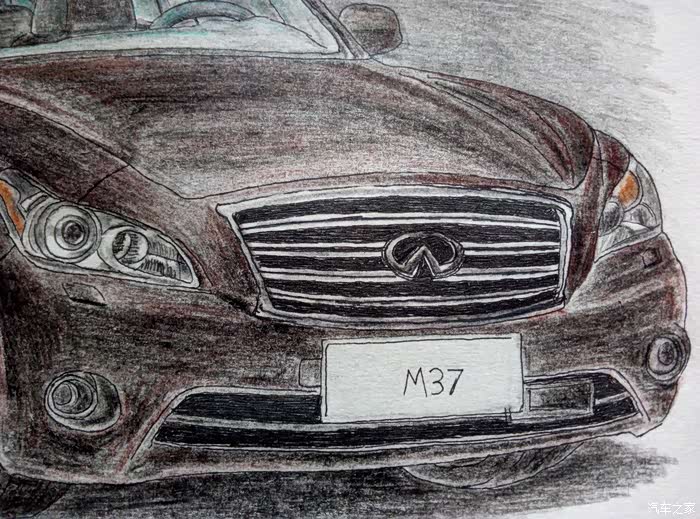 名车手绘画里的v6情怀一英菲尼迪q70l的前身m37