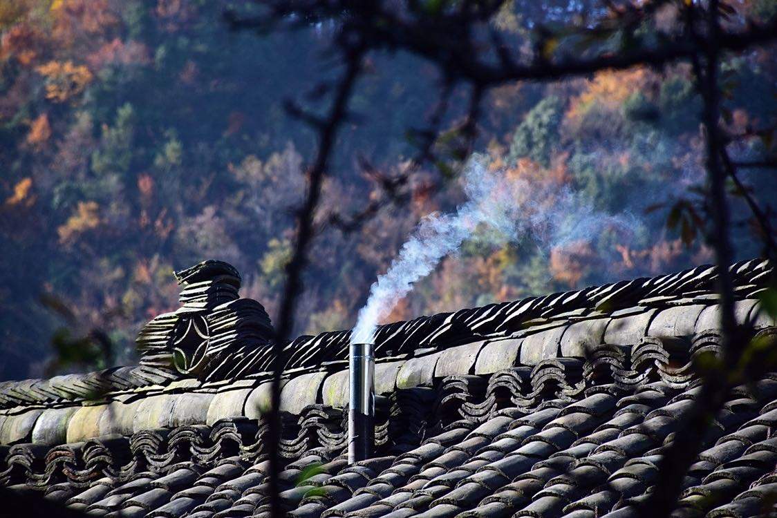 江南乡村炊烟袅袅图片图片