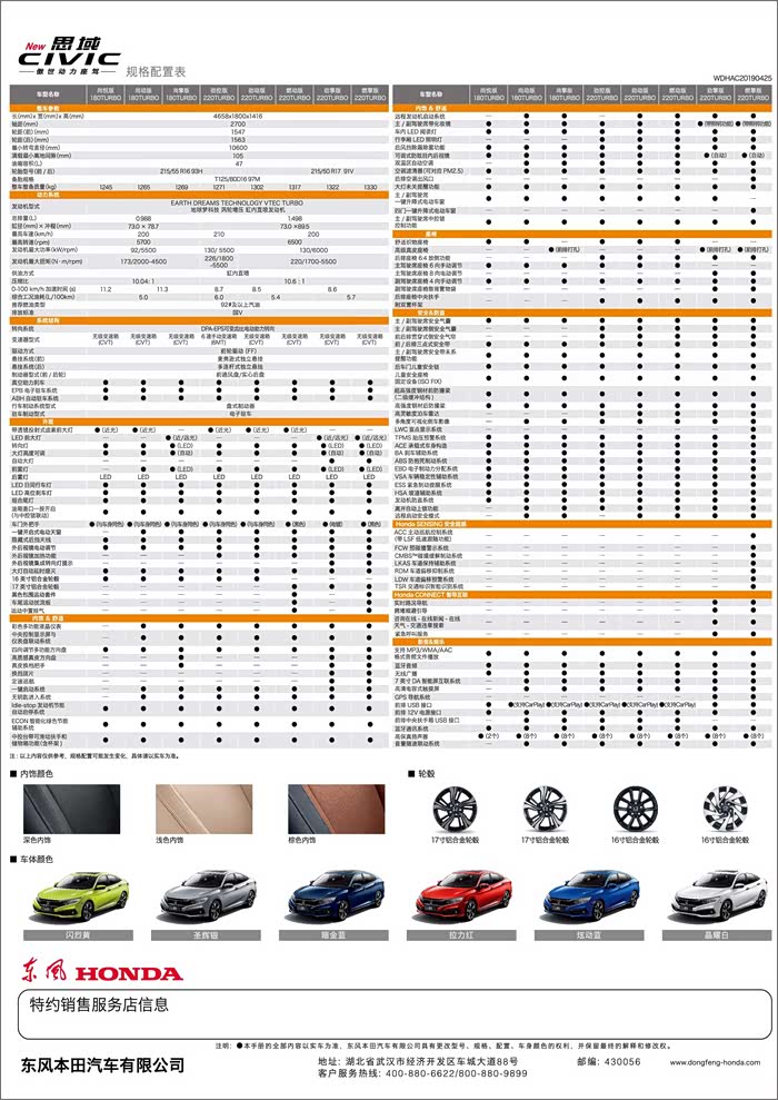 刚刚发现2019改款思域新增棕色真皮座椅内饰