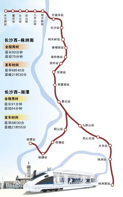 长沙城际铁路线路图,来源于百度