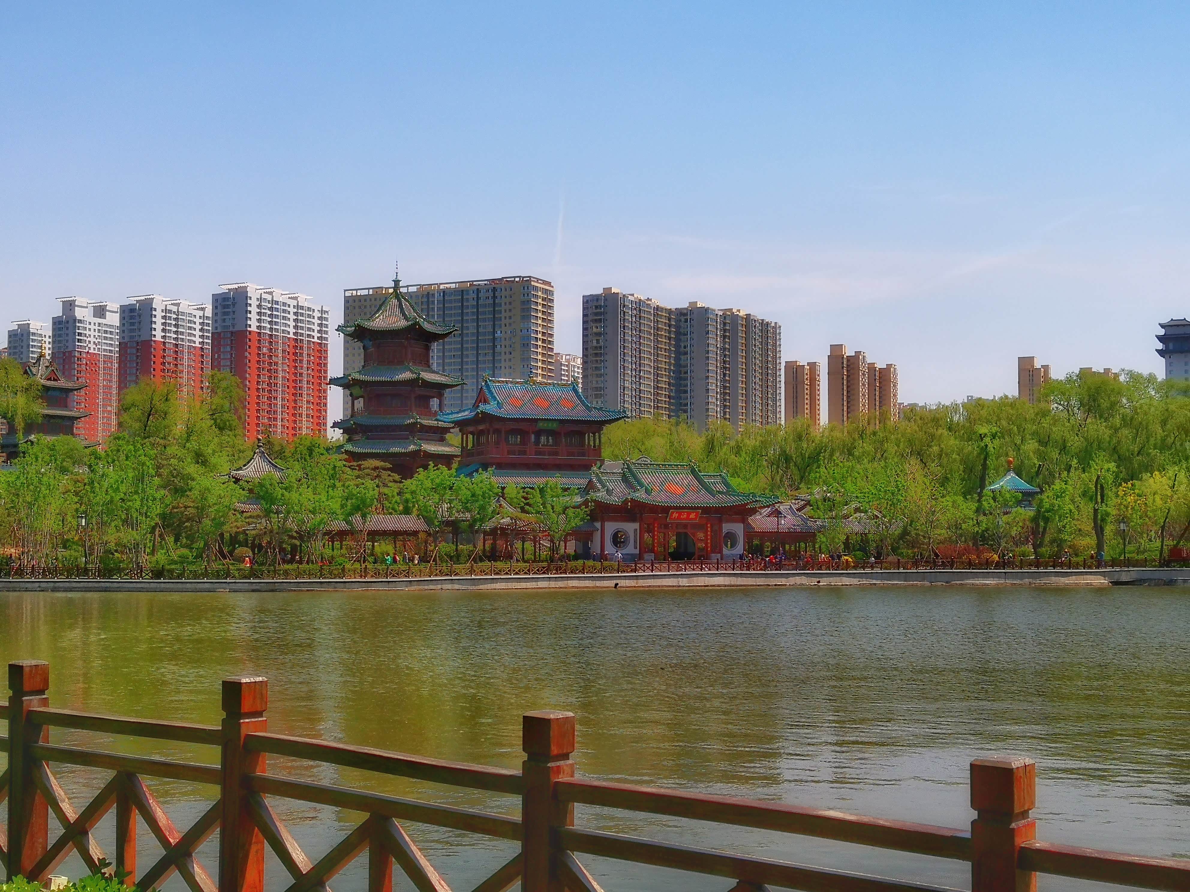 花与古建,相映生辉,太原迎泽公园游园记