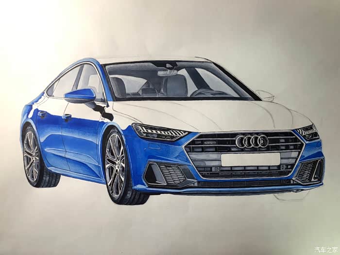 【图】尝试马克笔奥迪a7_汽车插画论坛_汽车之家论坛