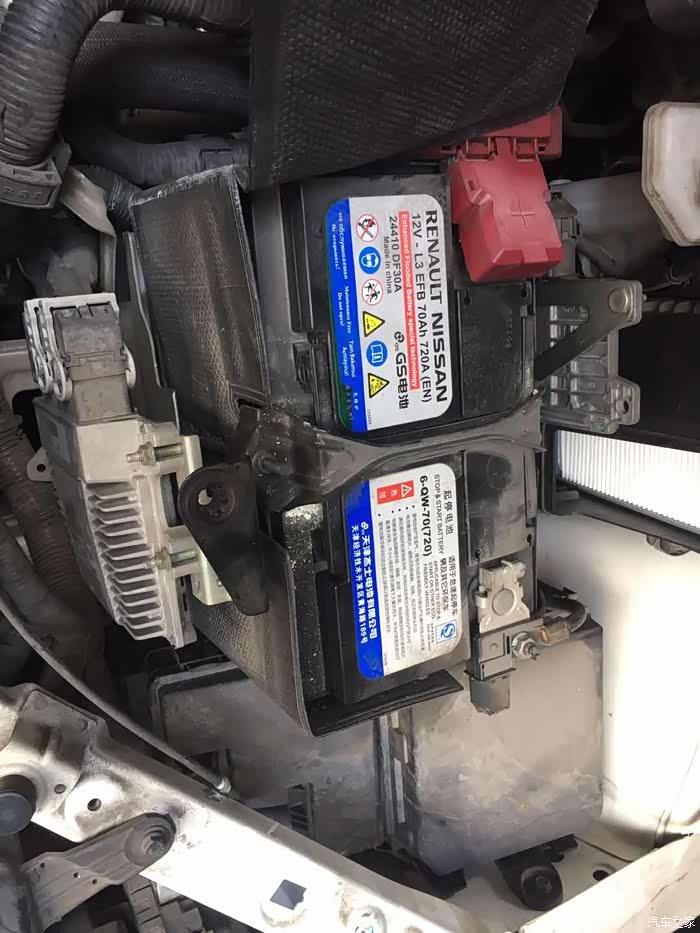 求证逍客蓄电池怀疑保养被换日产自带的是gs品牌吗