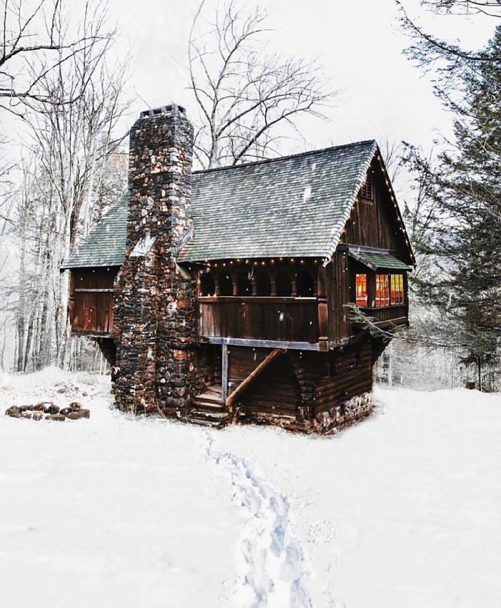 雪地木屋生活图片