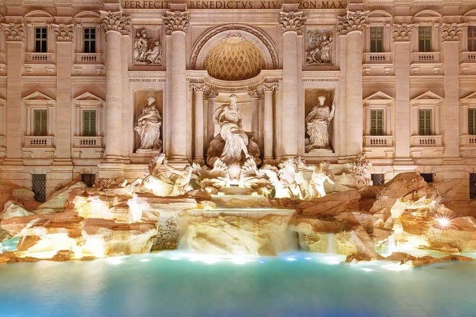 罗马特莱威喷泉许愿池传说当情侣一起向池中投入硬币爱情就会永恒