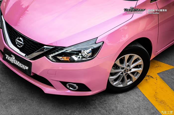 日产轩逸贴膜改色浪漫又温柔秃鹰双色糖果粉