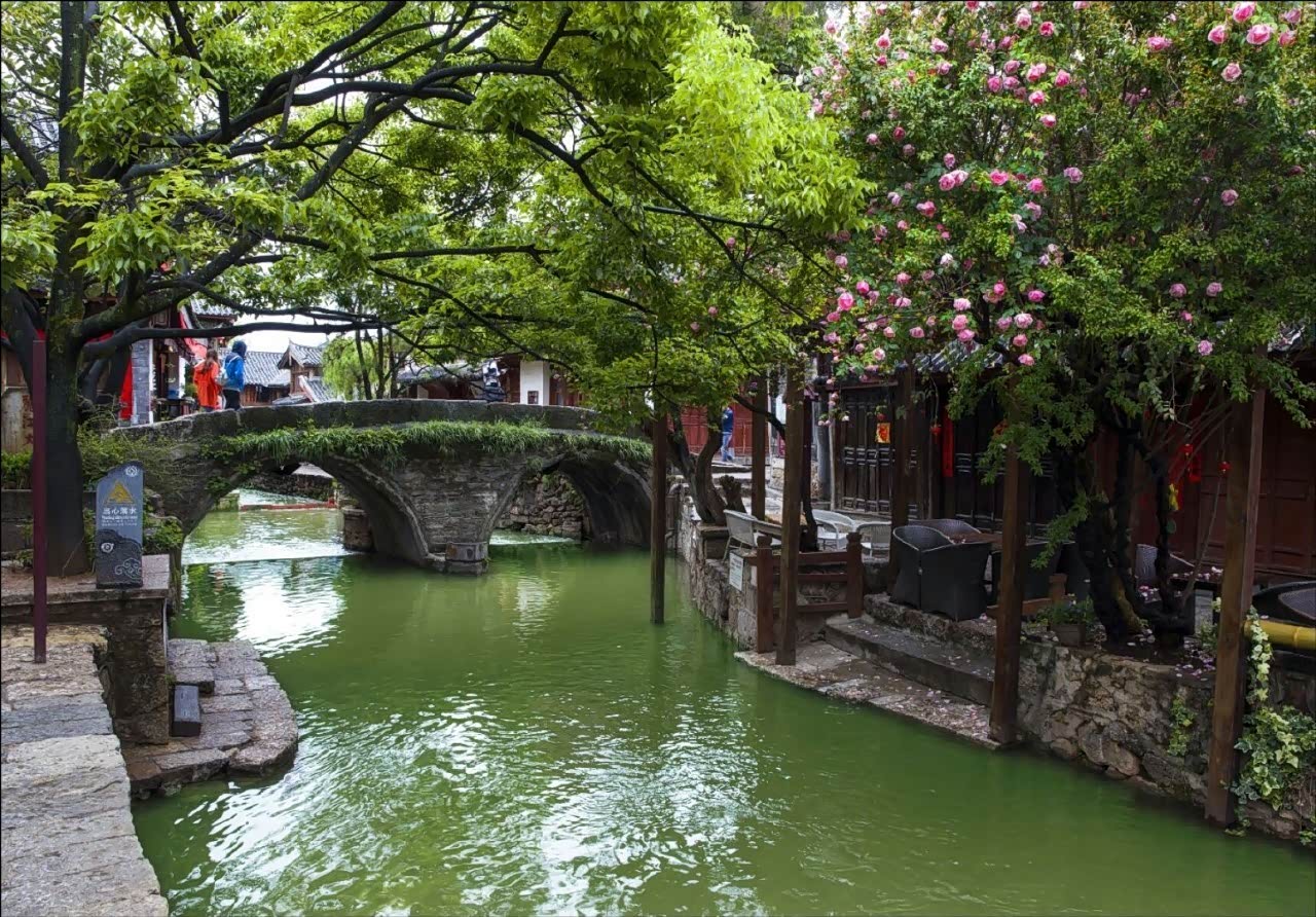 丽江古城内小桥流水人家的柔软风情让人在静谧中左思右想.