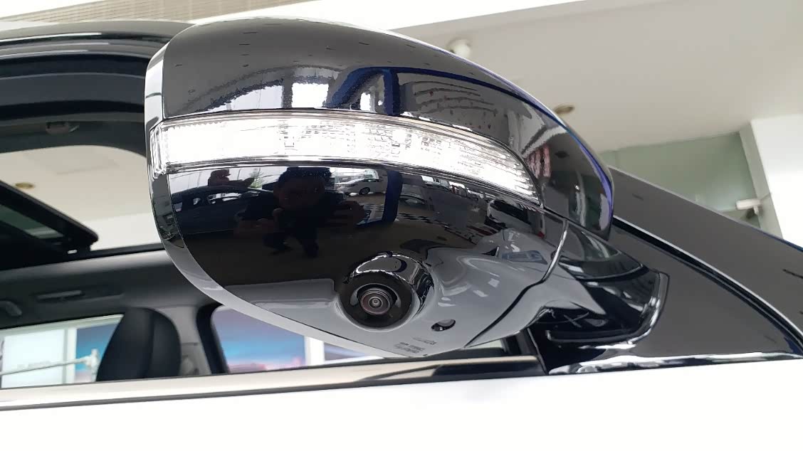 后视镜下方的盲区摄像头,左右两边都配备有