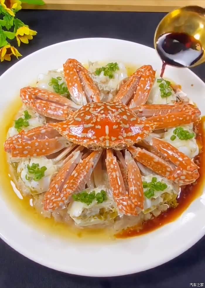 肉沫蒸花蟹一道