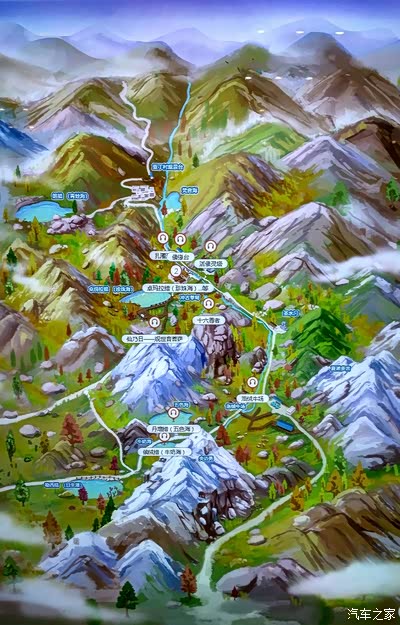 售票处拍的景区官方的地图,能比较直观地看出三神山和海子的位置关系.