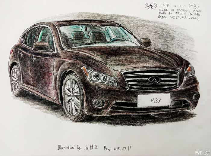 名车手绘画里的v6情怀一英菲尼迪q70l的前身m37