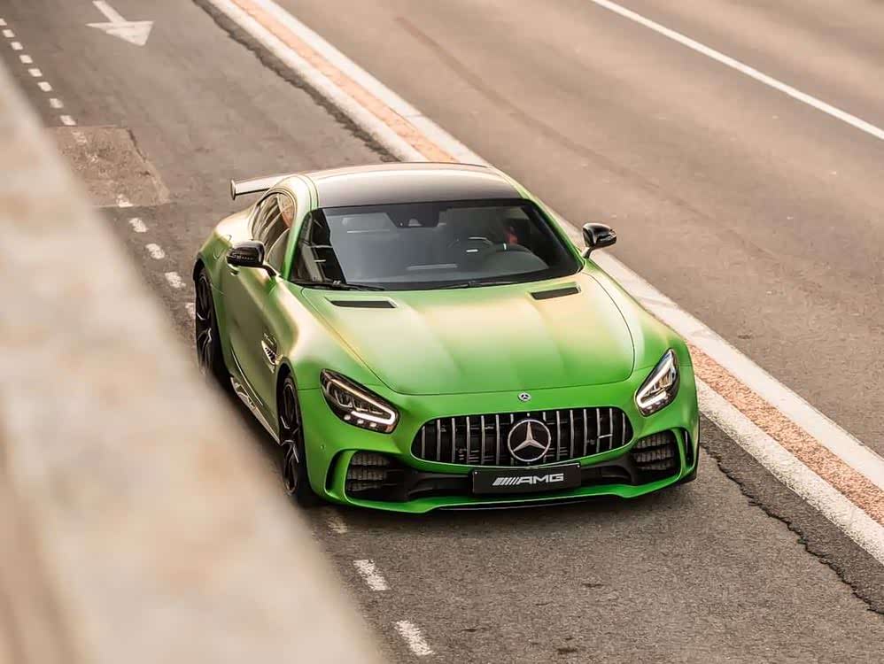 疯狂的amg gt,蝰蛇绿,真是无敌呐
