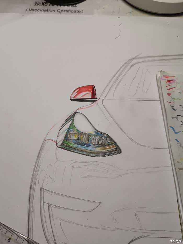 【图】手绘特斯拉毛豆3_汽车插画论坛_汽车之家论坛