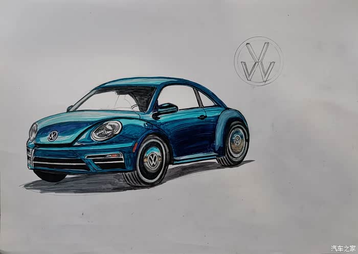 【图】【晨风手绘】手绘大众经典中的经典:小精灵甲壳虫_汽车插画论坛