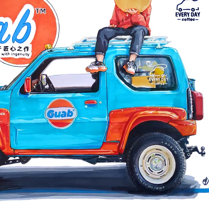 不止画车手绘别样生活别具色彩改装移动咖啡车吉姆尼