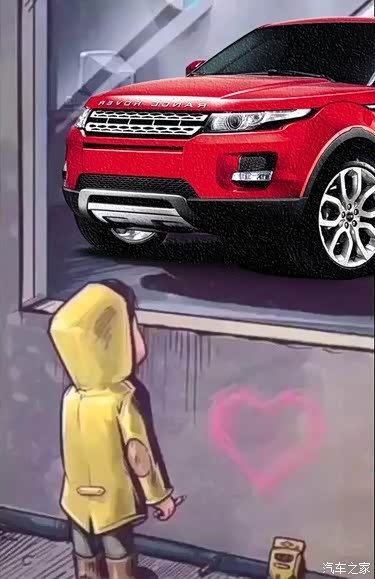 求一个小男孩看橱窗里新款路虎极光的图片