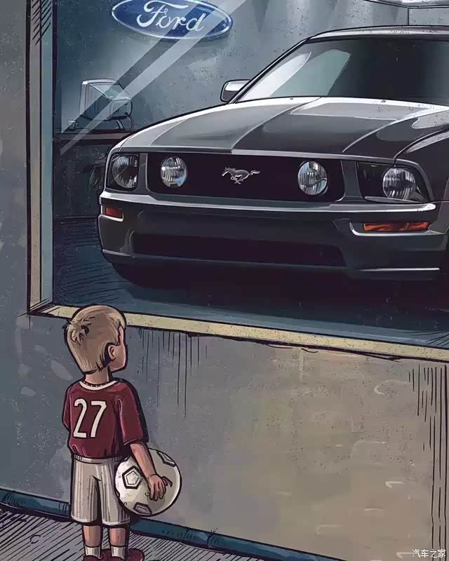 求个小男孩橱窗外看车图片.