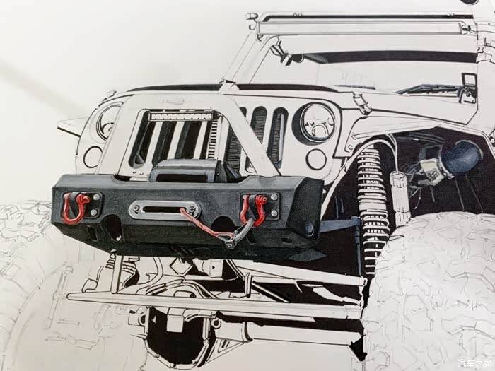 马克笔手绘-大脚怪-jeep 牧马人