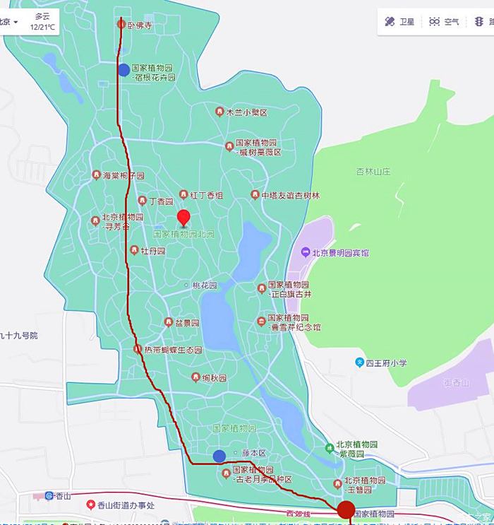 北京植物园旅游线路图图片