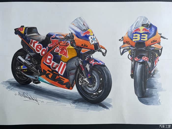 【图】【手绘】motogp ktmrc16_汽车插画论坛_汽车之家论坛