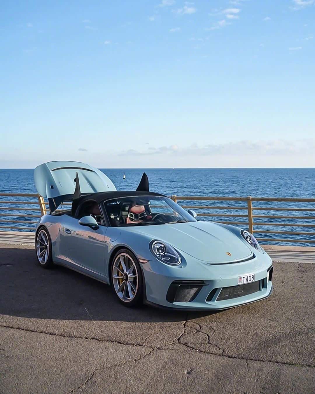 babyblue颜色的保时捷911 speedste