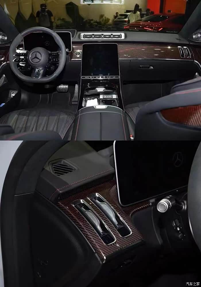 2124款奔驰s400l升级红色碳钎维内饰版