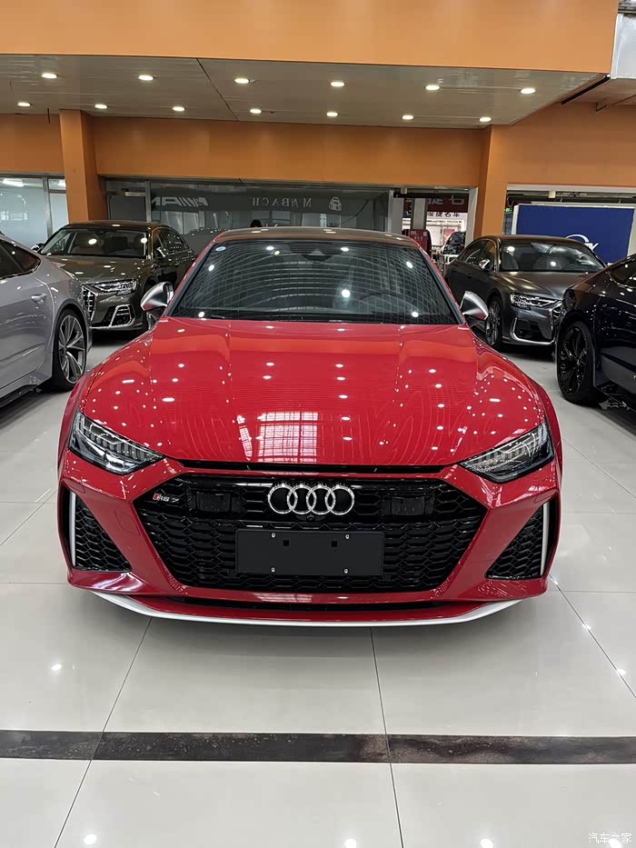 奥迪rs7探戈红新车未上牌3500公里外观太漂亮了