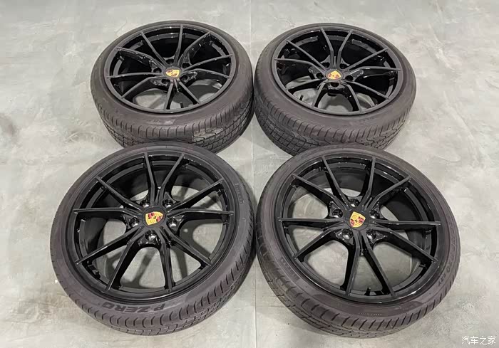 刚拆下来的20寸保时捷718原厂轮毂一套带胎正品拆车件黑