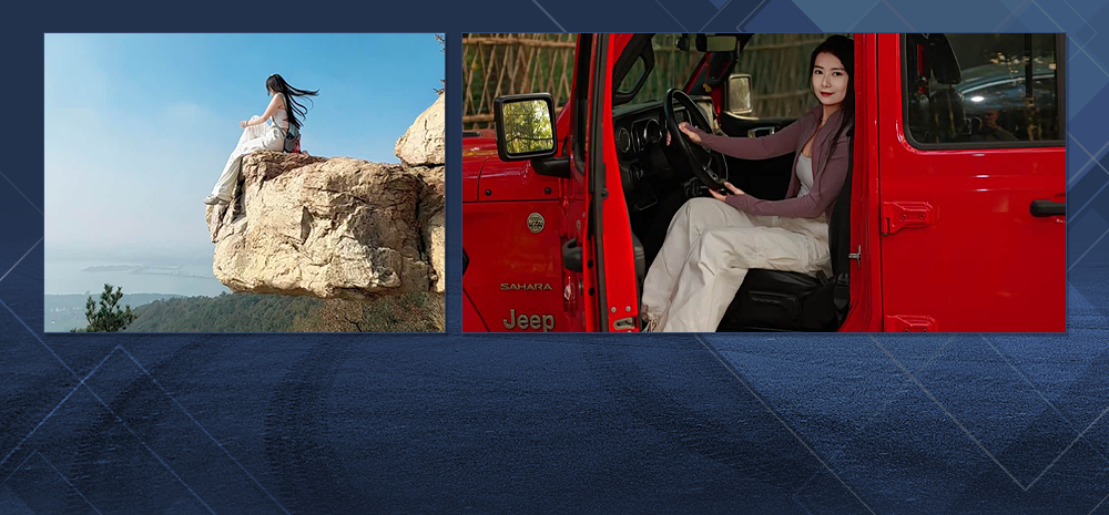 酷飒小姐姐邂逅红色牧马人 气场拉满