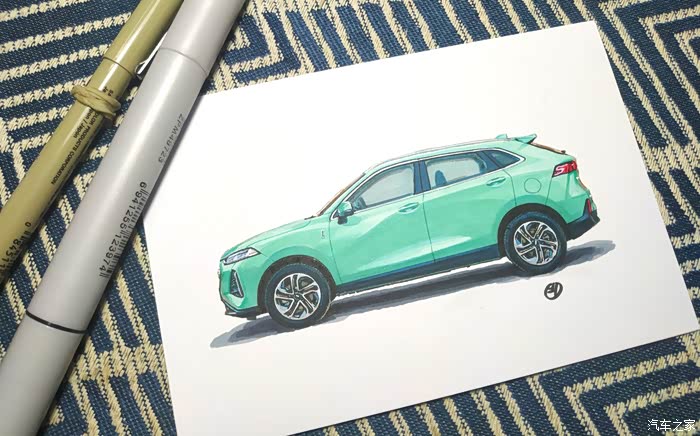侧面手绘玛奇朵,凸显紧凑灵活的车身_青少年论坛_汽车之家论坛