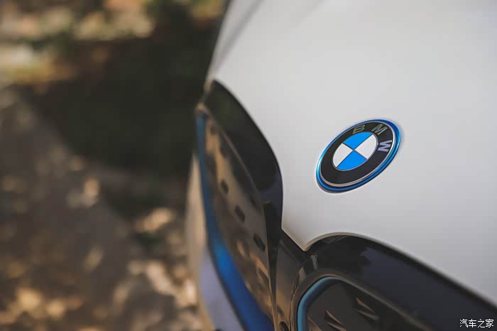 车标下做了一圈蓝色的衬垫,体现了它的电动化身份.