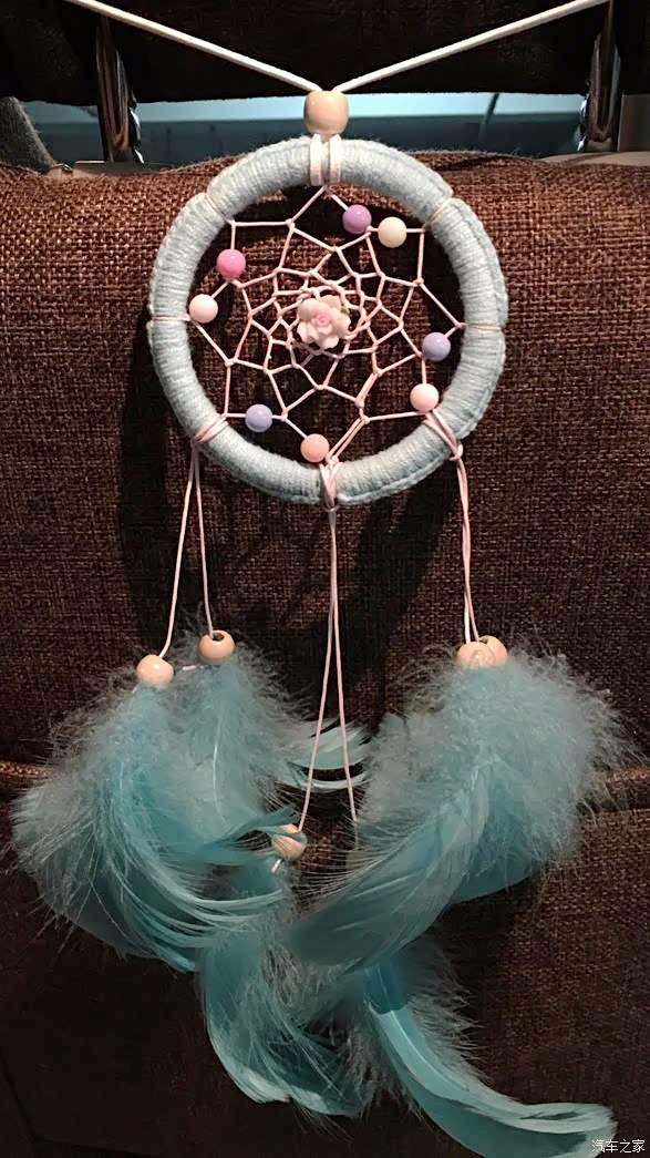 这个捕梦网,用毛线羽毛什么做,放车,让宝宝有个好梦