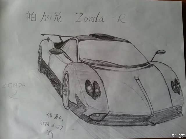 【图】【小云纯手绘制】帕加尼 zonda r—风之子_汽车插画论坛_汽车之