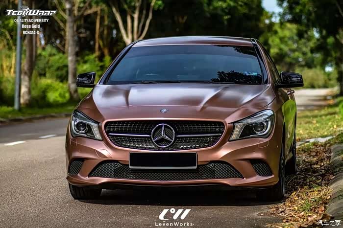 改装了一台奔驰cla玫瑰金颜色的teckwrap秃鹰改色膜